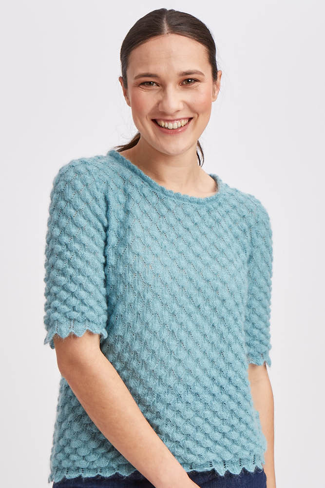 Pull en laine mohair et soie ajouré