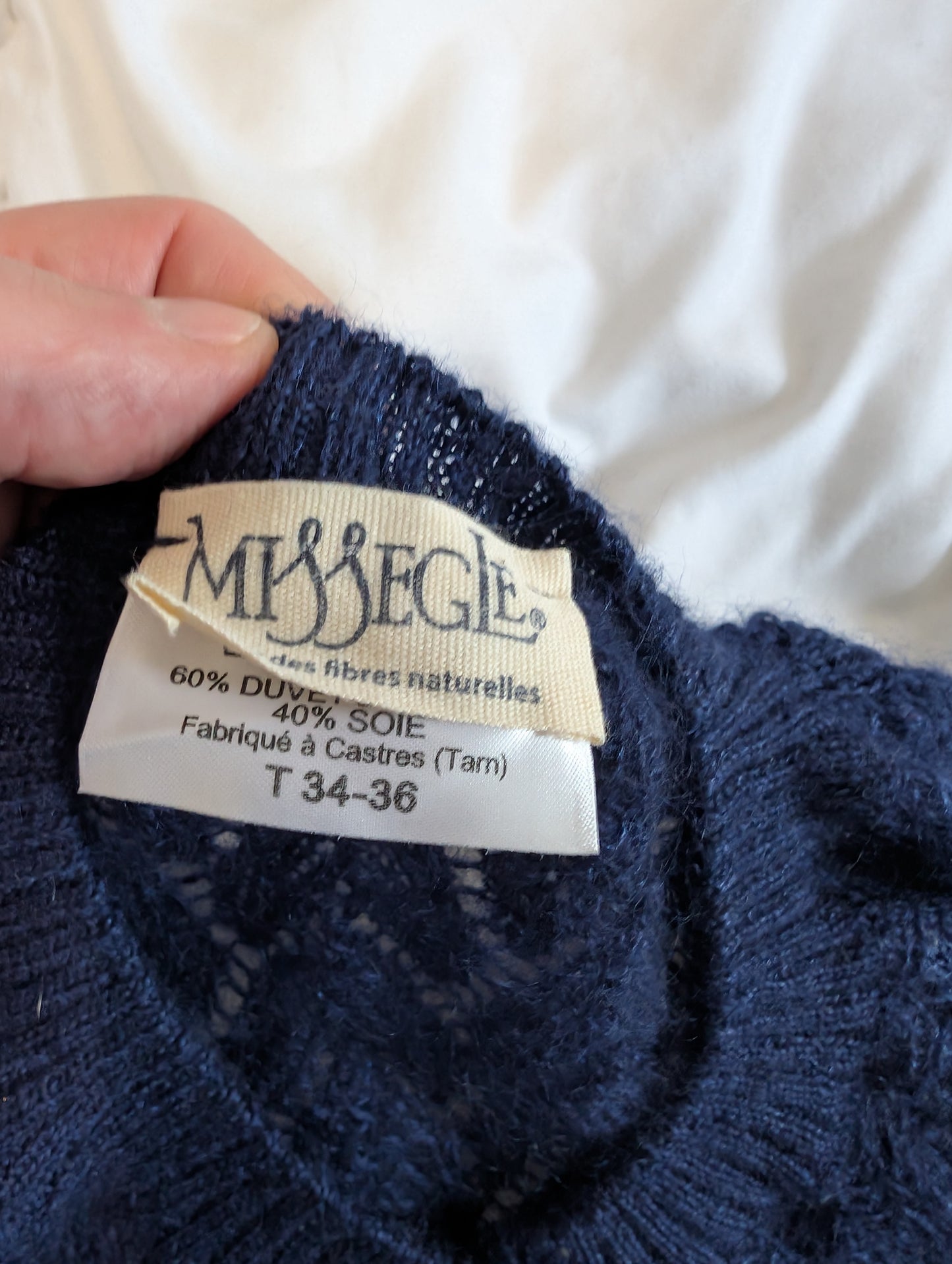 Gilet laine mohair ajouré femme