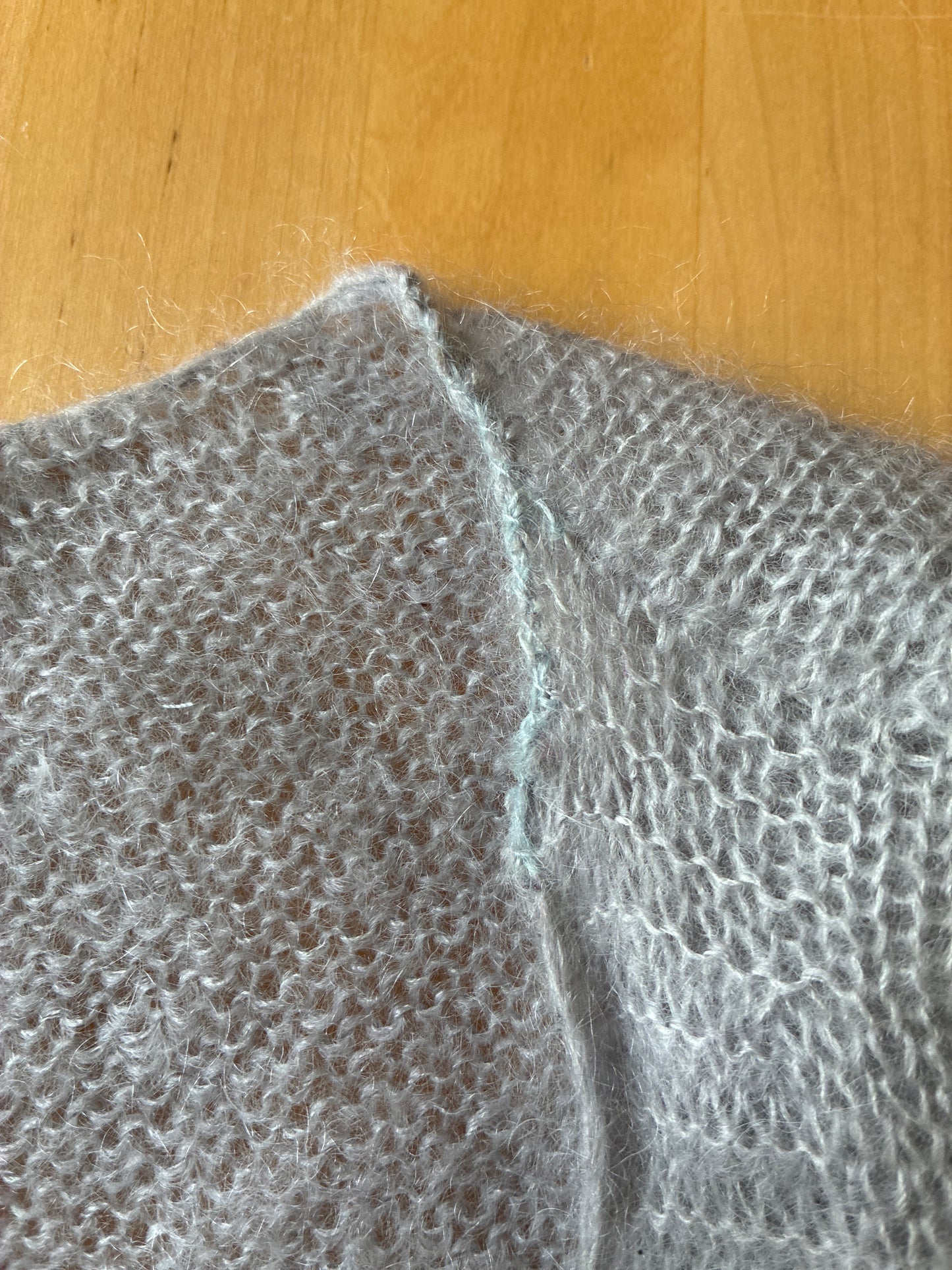 Veste longue mohair et soie avec poches