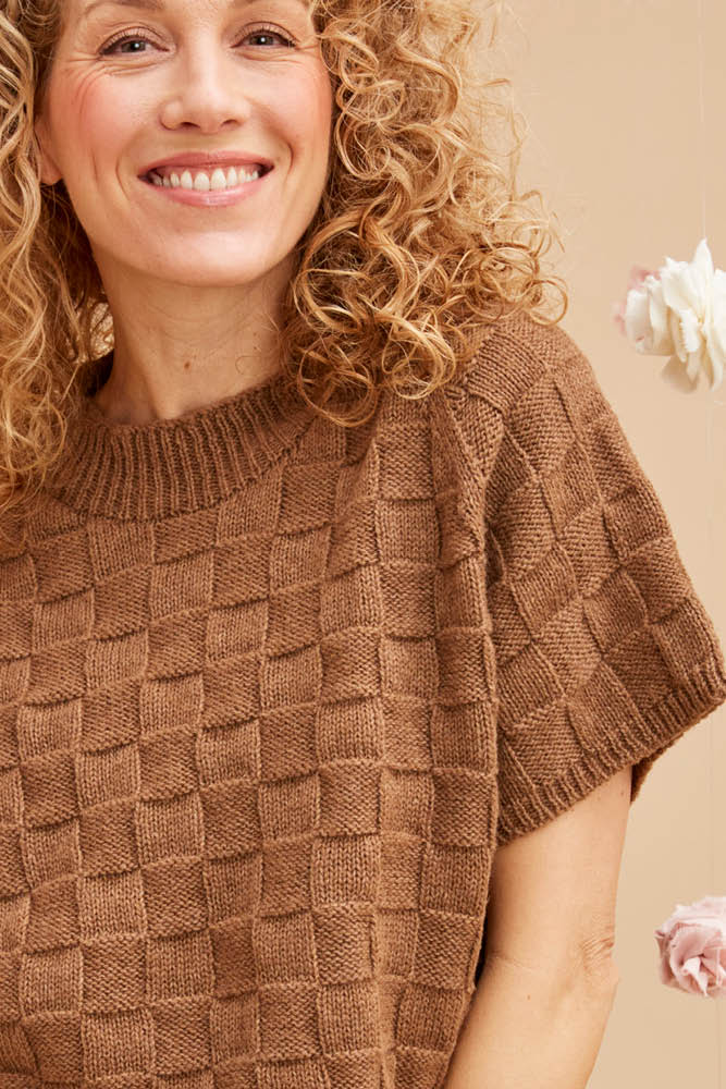 Pull manches courtes duvet de chameau pour femme