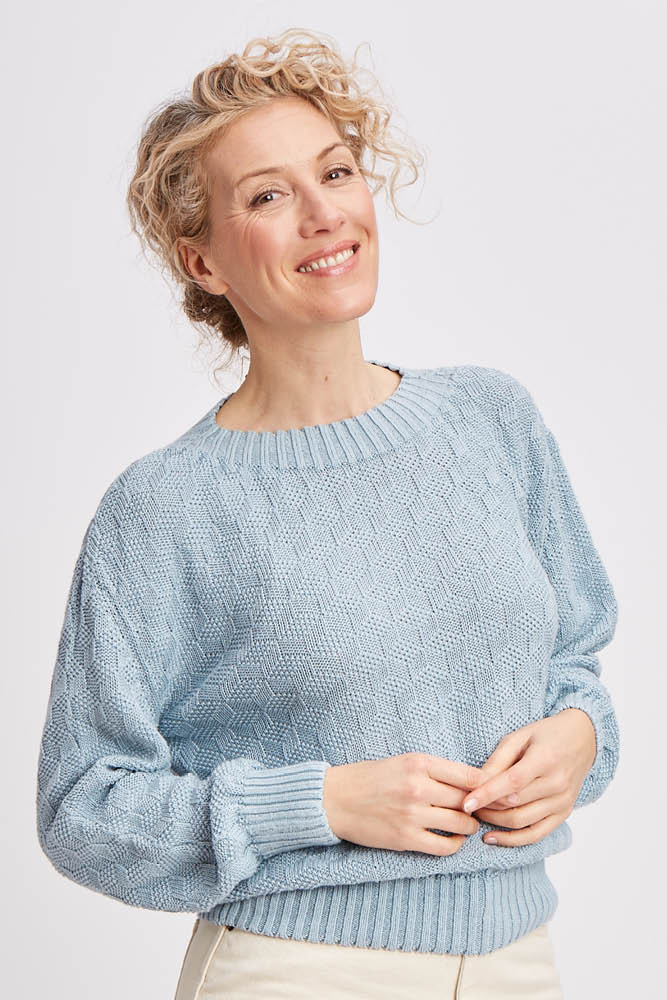 Pull manches longues lin et coton bio/seacell pour femme