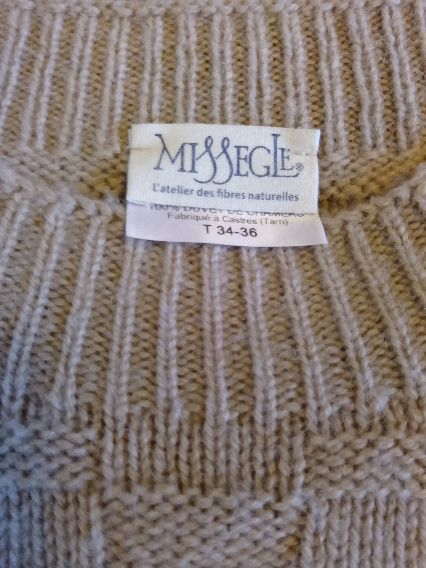 Pull manches courtes en duvet de chameau poil de chameau