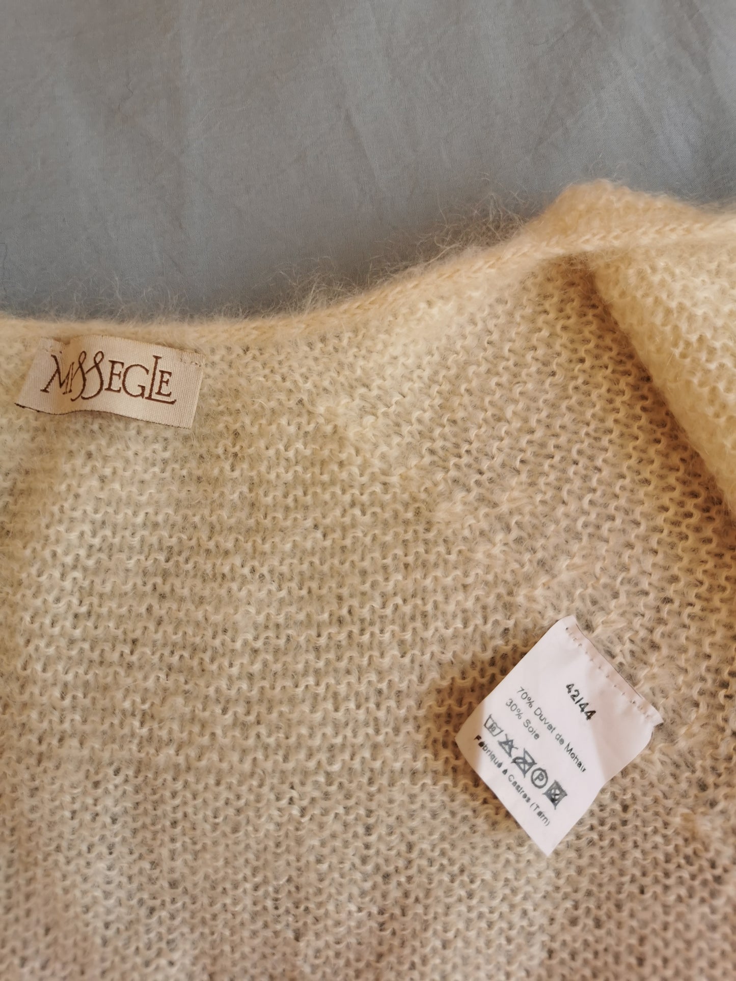 Gilet mohair écru manches courtes