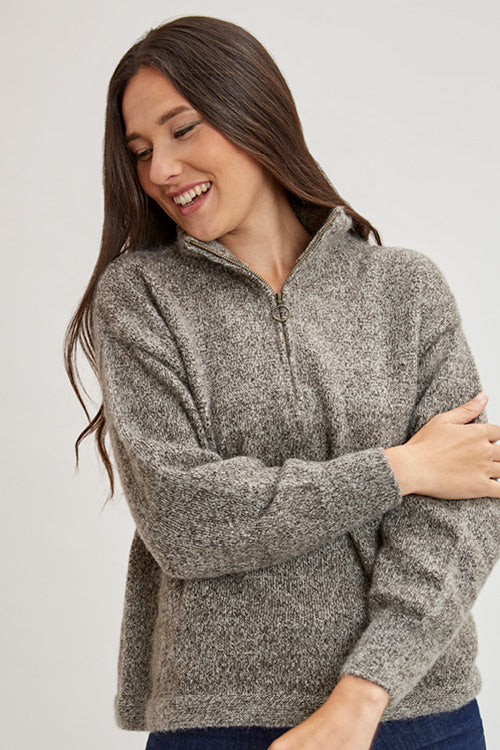 Pull en laine yack col cheminée pour femme