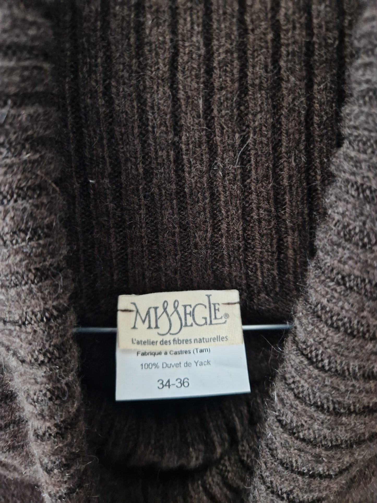Robe pull chocolat 100% laine de yack