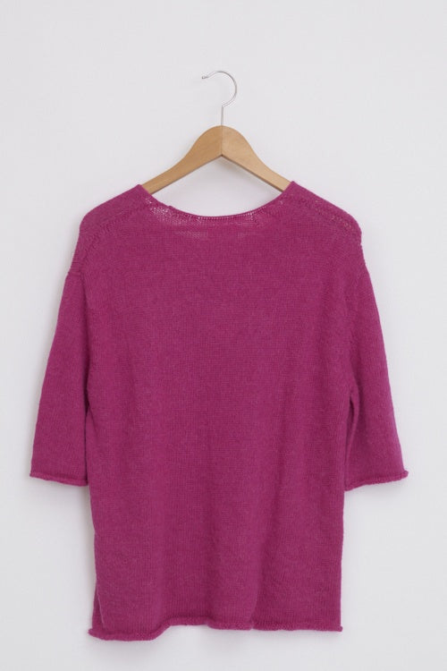 Pull en laine alpaga manches 3/4 pour femme