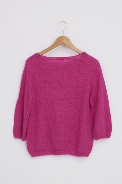 Pull en laine mohair et soie manches 3/4