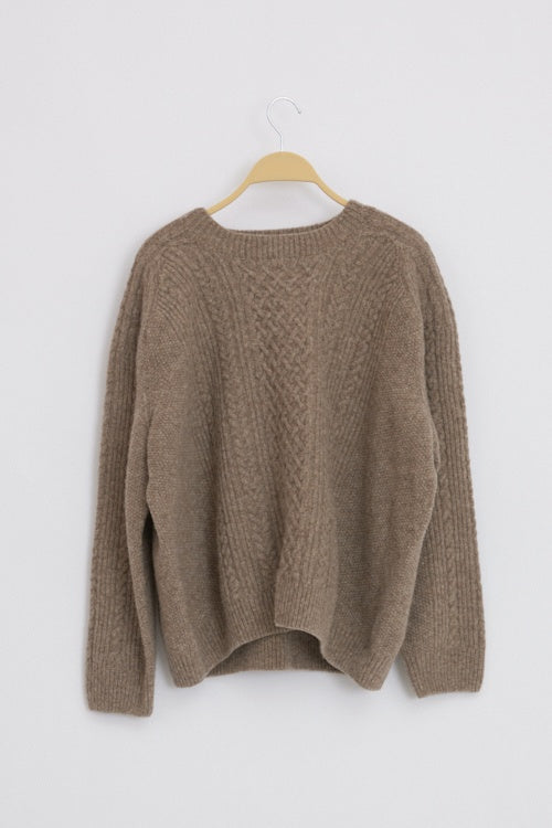 Pull en laine à torsades pour femme