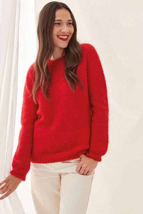 Pull laine mohair col rond pour femme