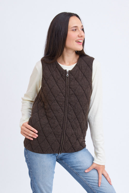 Doudoune sans manches en duvet de yack pour femme