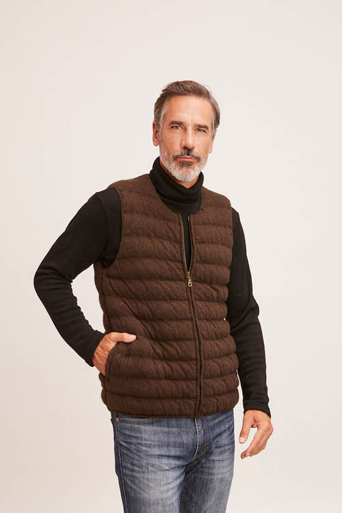 Doudoune sans manches en duvet de yack pour homme