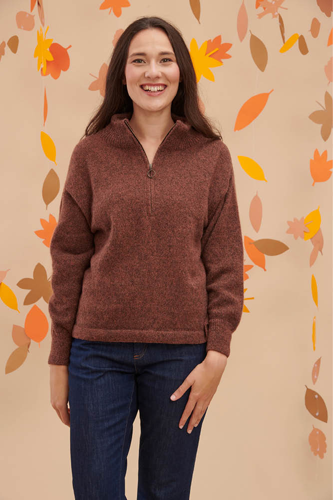 Pull en laine yack col cheminée pour femme