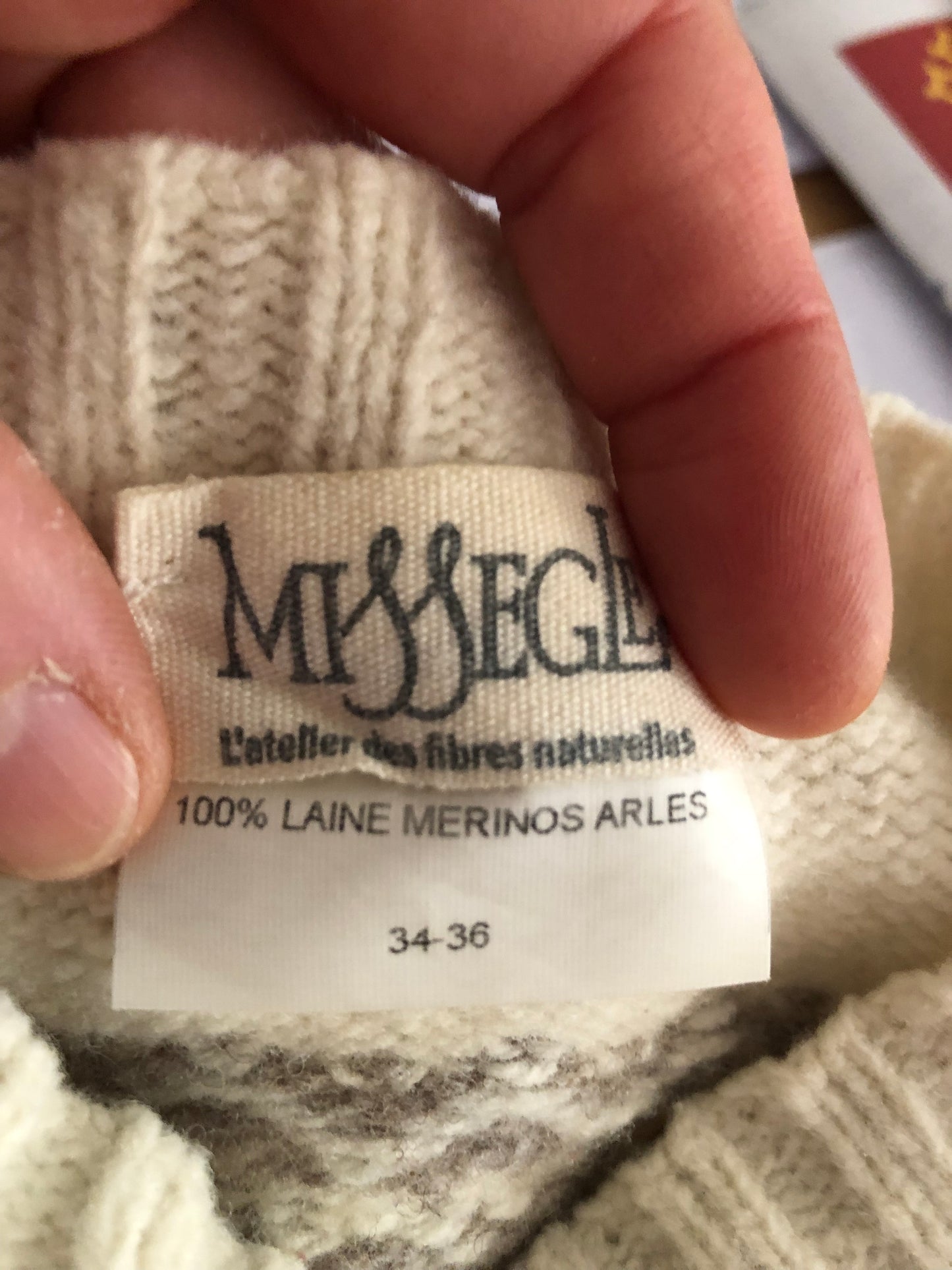 Pull jacquard femme beige