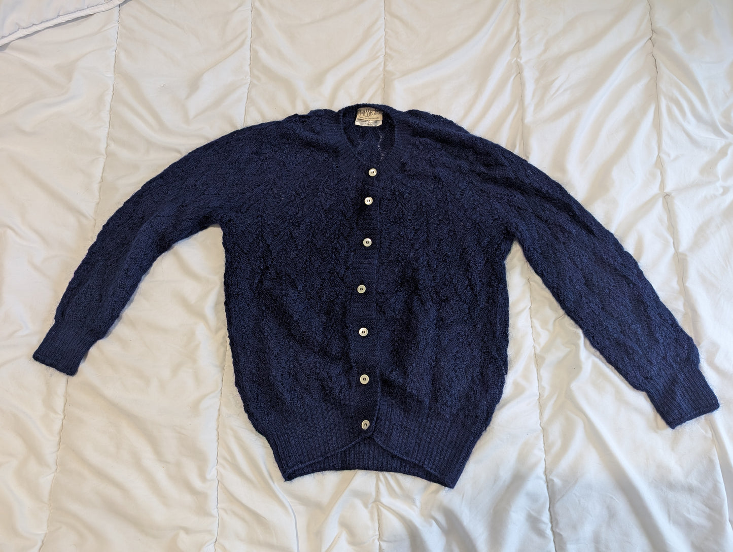 Gilet laine mohair ajouré femme