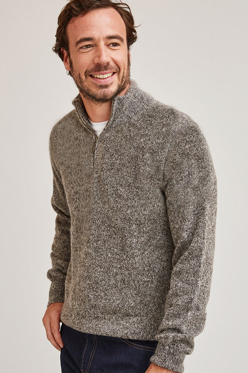 Pull en laine yack col cheminée pour homme