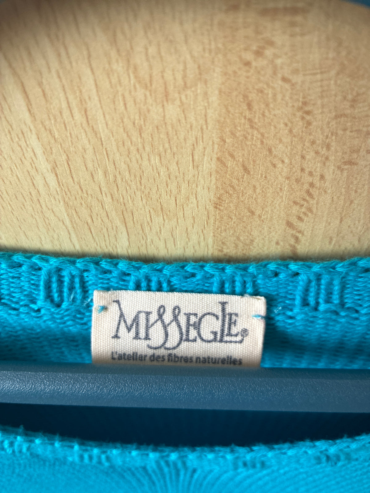 Pull 100% coton turquoise