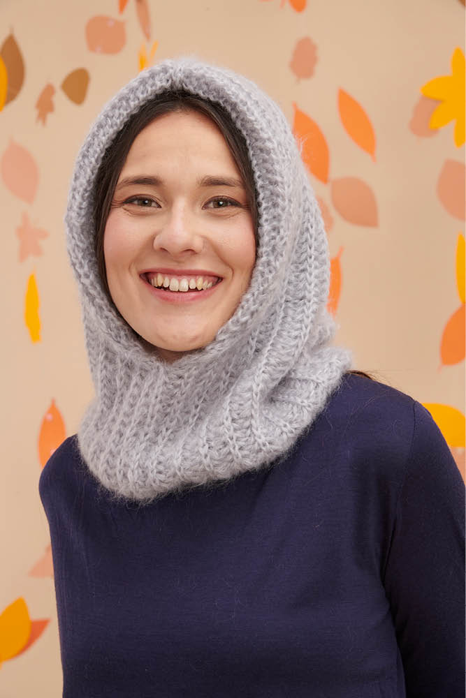 Cagoule en laine mohair et soie pour femme
