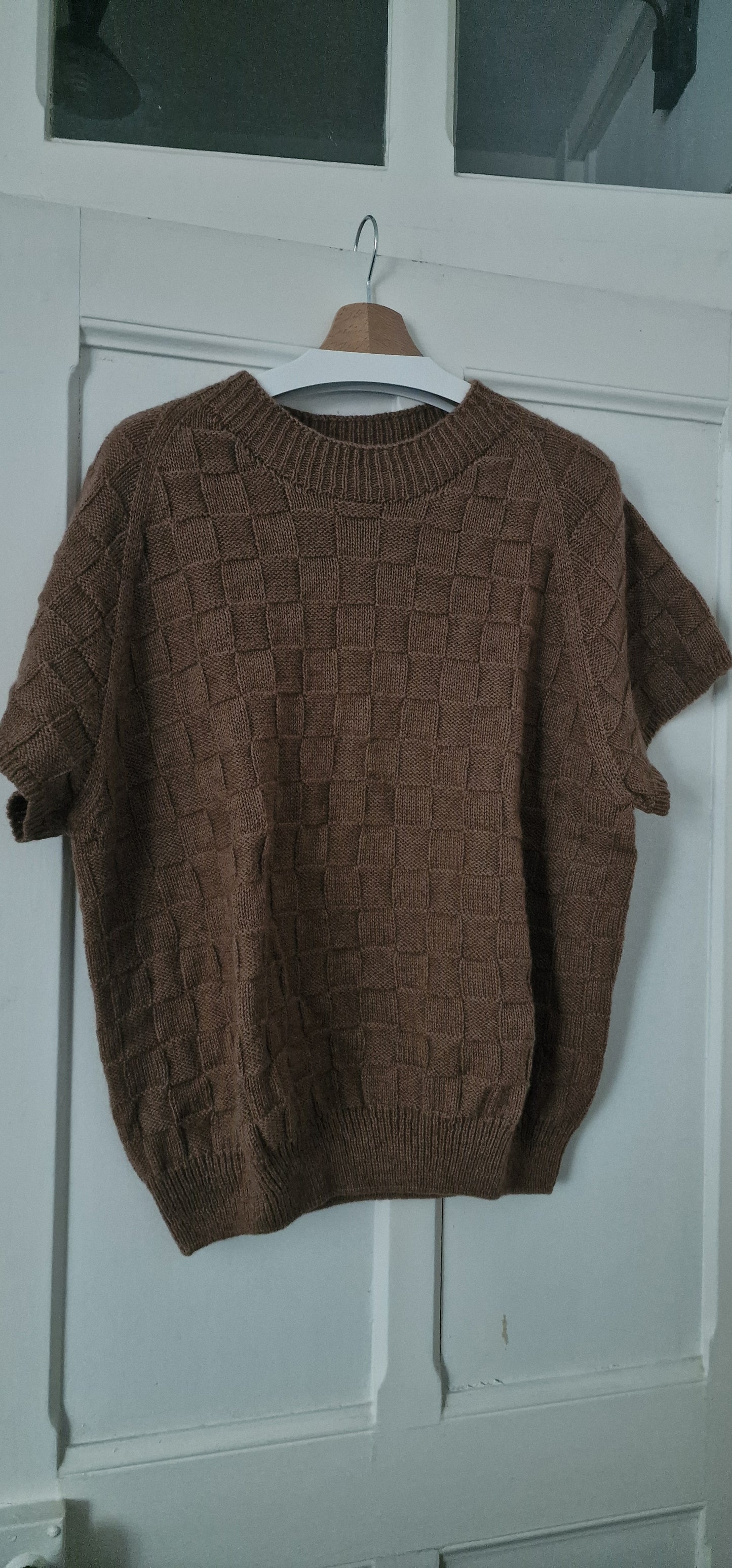 Pull manches courtes duvet de chameau pour femme