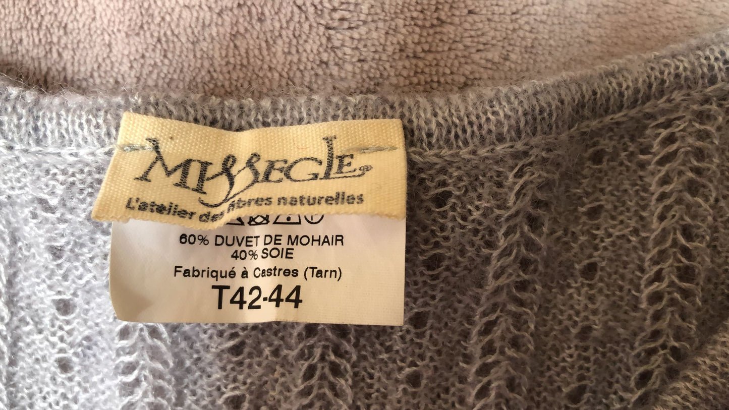 Pull mohair et soie, manches 3/4