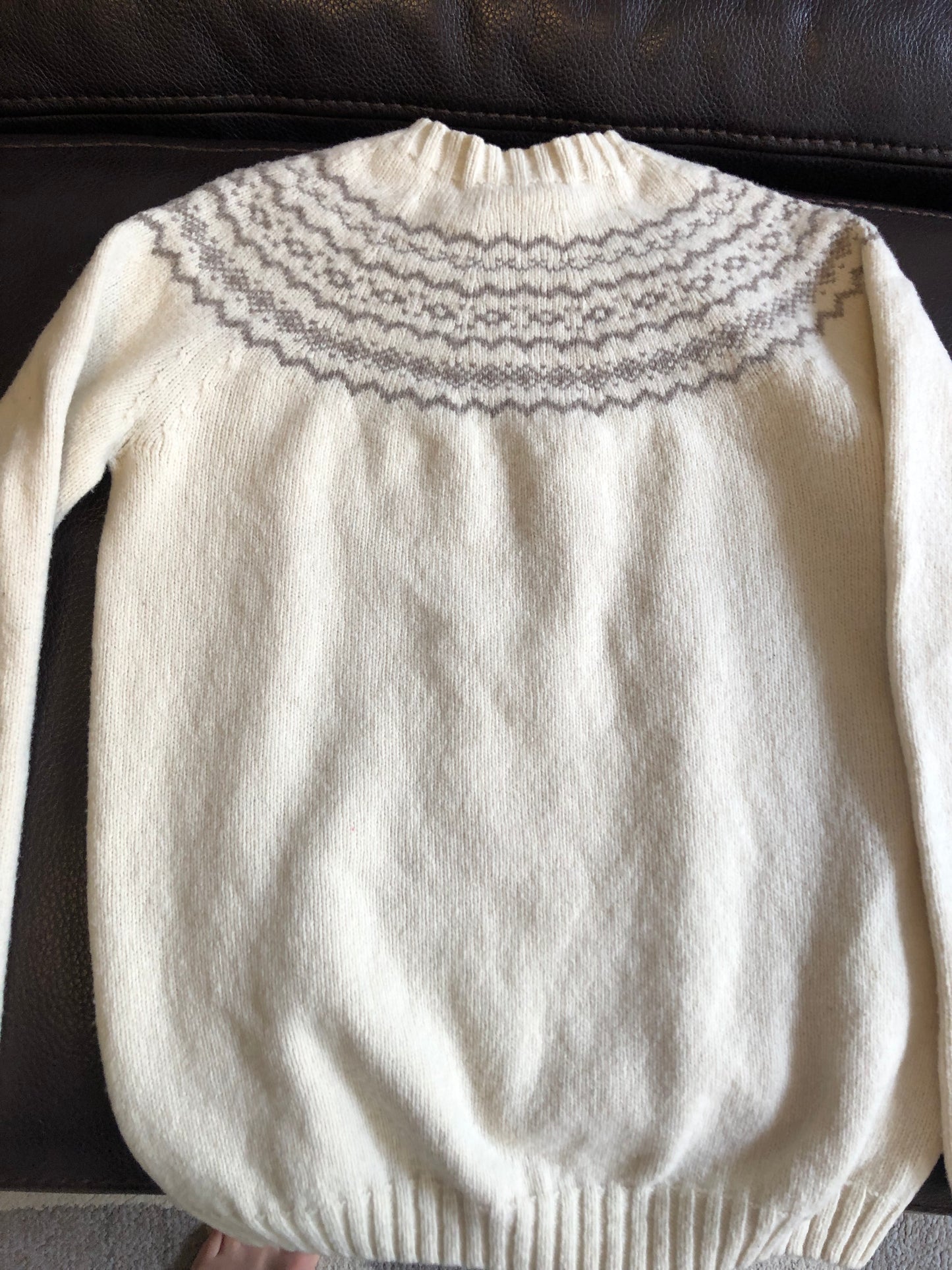 Pull jacquard femme beige