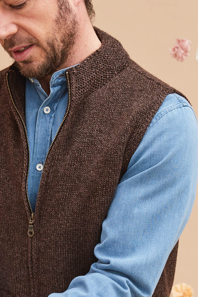 Veste sans manche yack mérinos et soie pour homme