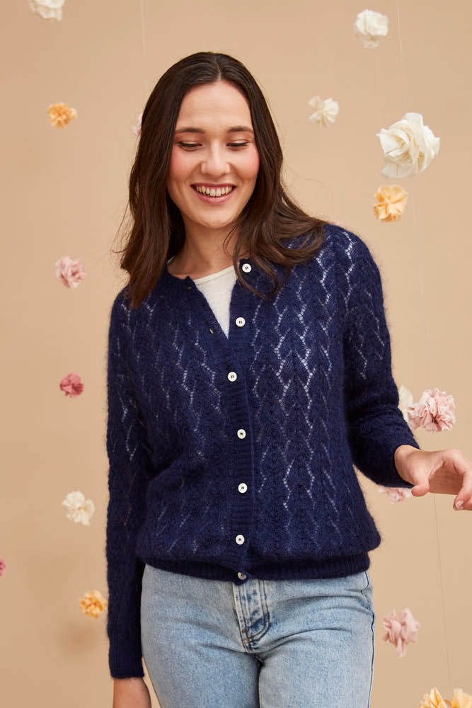 Gilet laine mohair ajouré femme