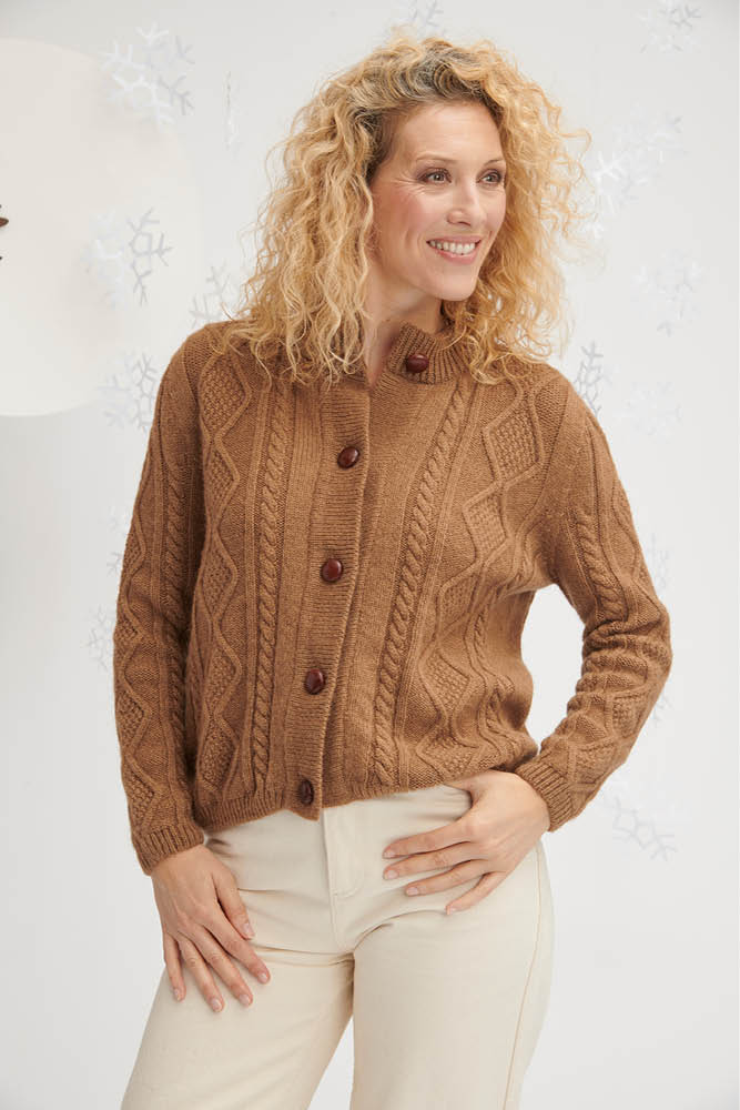 Gilet en laine à torsades pour femme