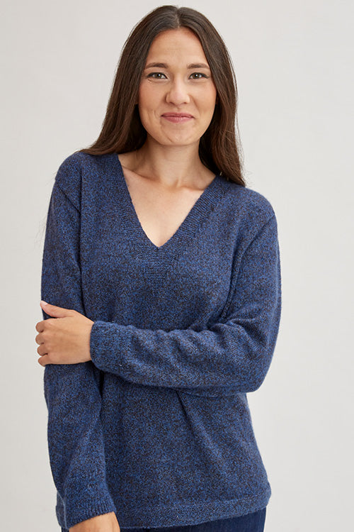 Grand pull laine col V en duvet de yack pour femme