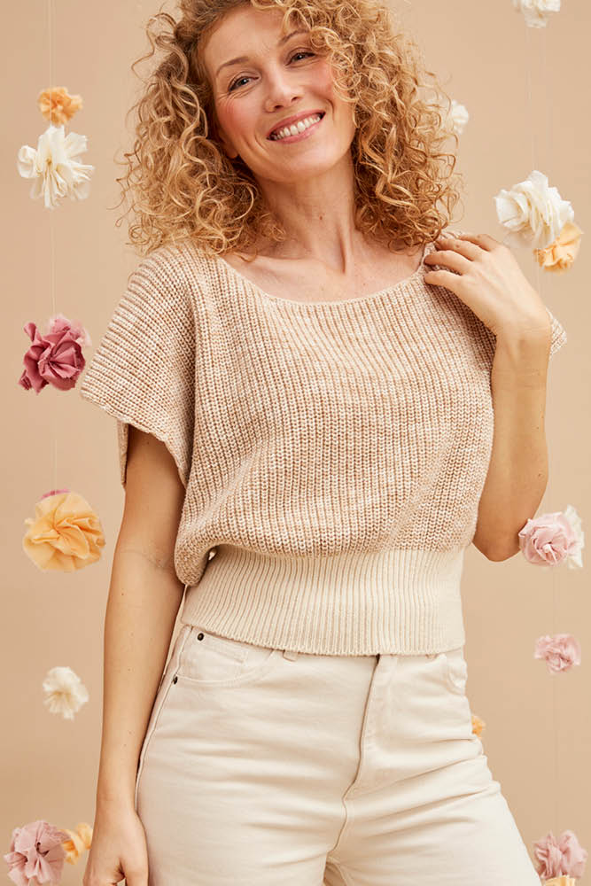 Haut sans manches en coton bio imprimé pour femme