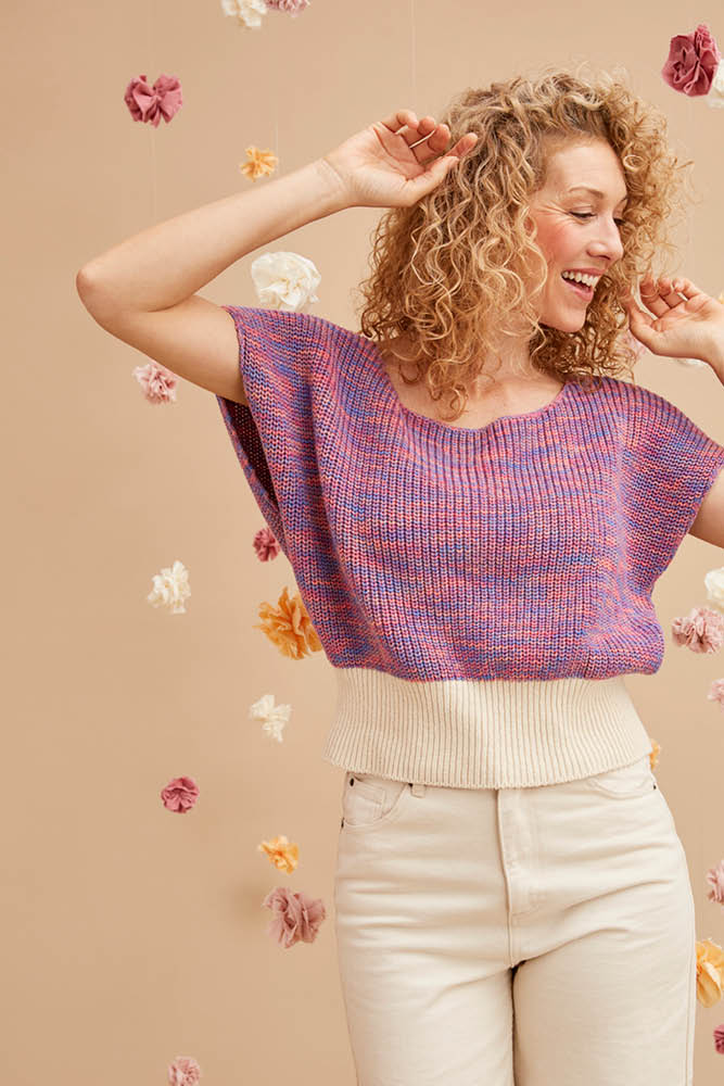 Haut sans manches en coton bio imprimé pour femme