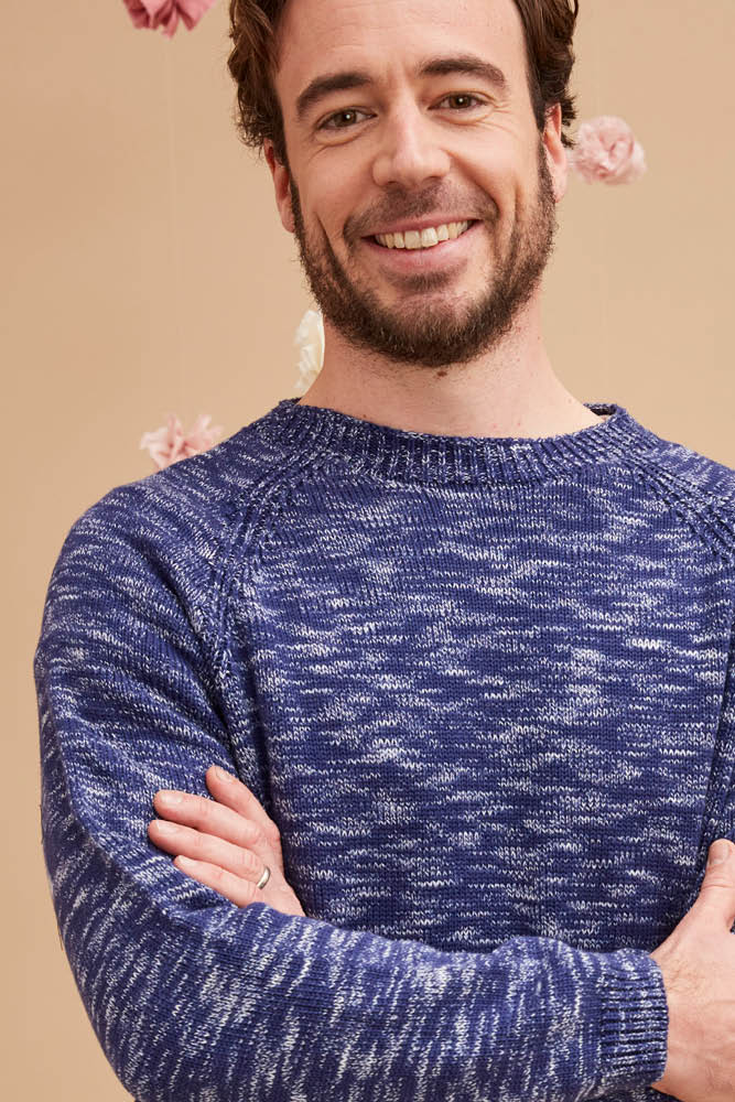 Pull en coton bio imprimé col rond pour homme