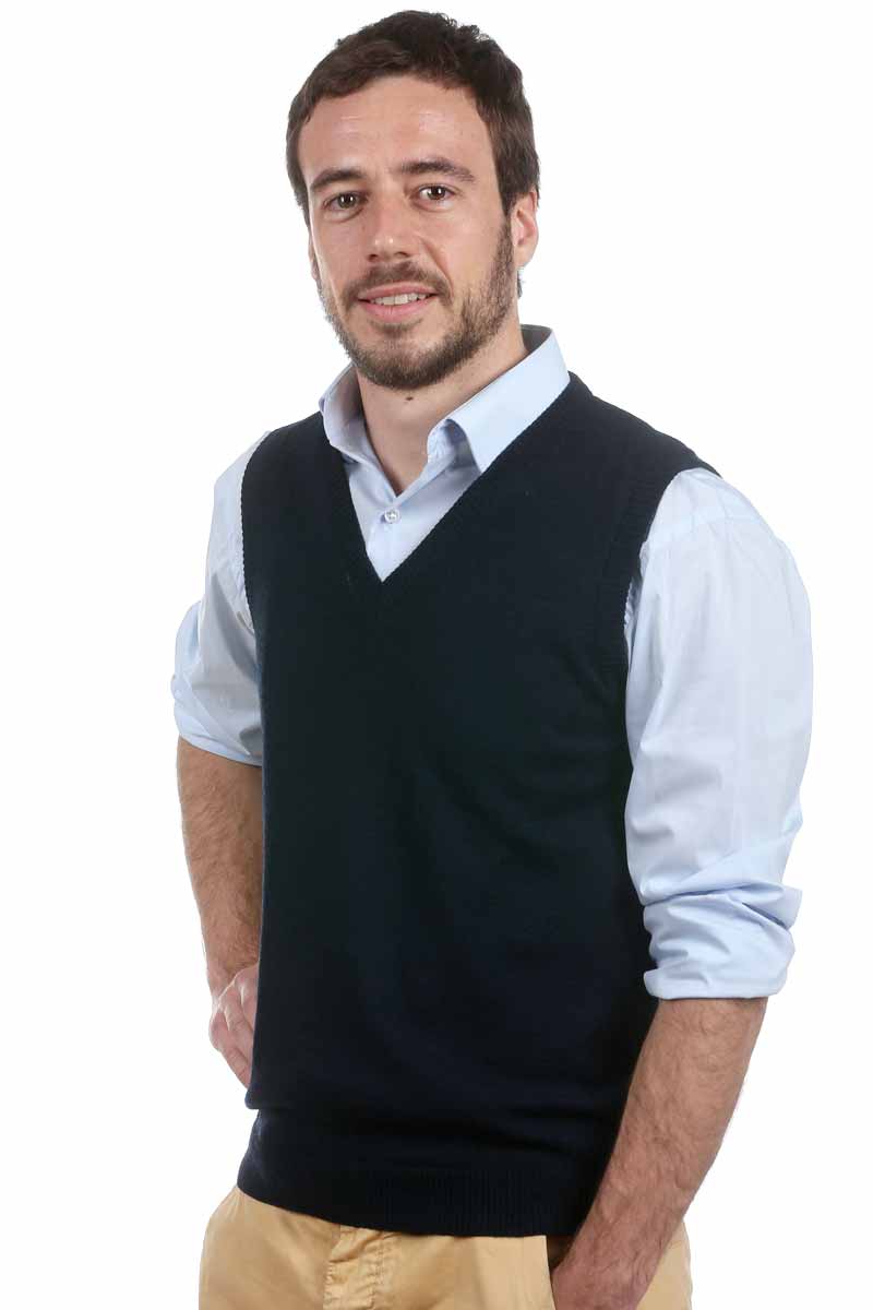 Pull en laine mérinos homme col V sans manche