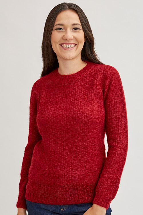 Pull laine mohair col rond pour femme