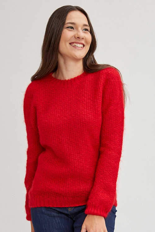 Pull laine mohair col rond pour femme