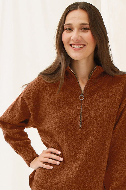 Pull en laine yack col cheminée pour femme