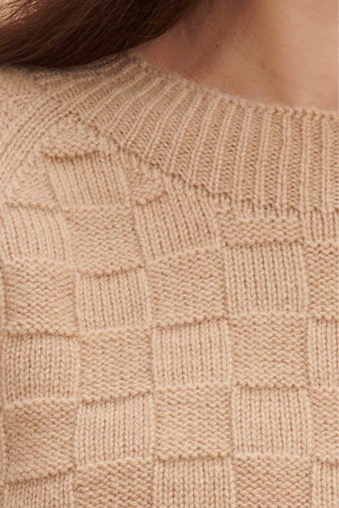 Pull manches courtes duvet de chameau pour femme