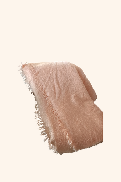 Couverture de lit 2 places Mohair saumon