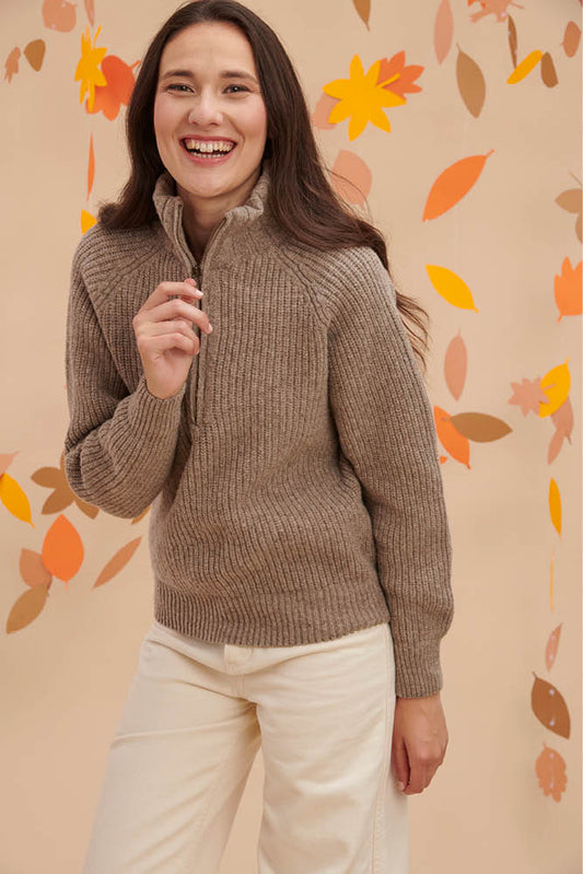 Pull en laine mérinos camionneur femme