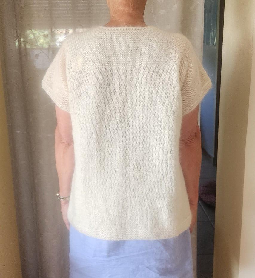 Gilet mohair écru manches courtes