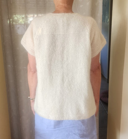 Gilet mohair écru manches courtes