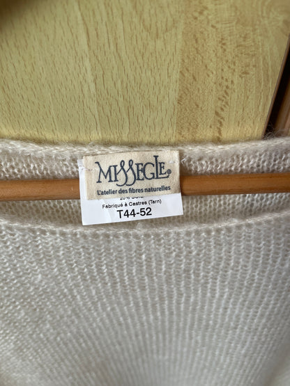 Pull à manches courtes en duvet de Mohair de chevreau et soie