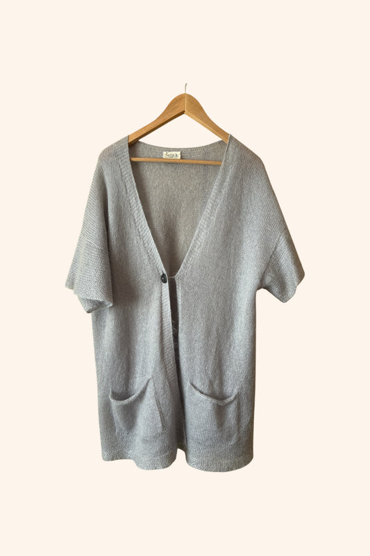 Veste  longue mohair et soie avec poches