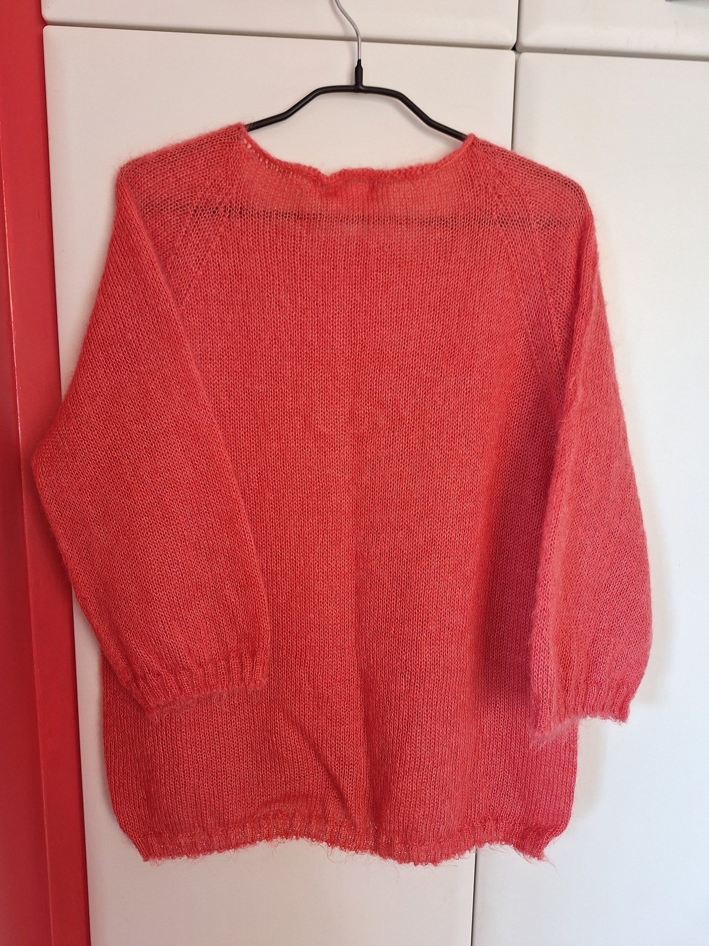 Pull en laine mohair et soie manches 3/4