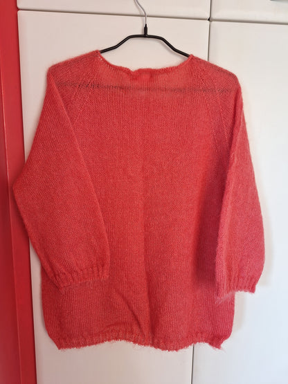 Pull en laine mohair et soie manches 3/4
