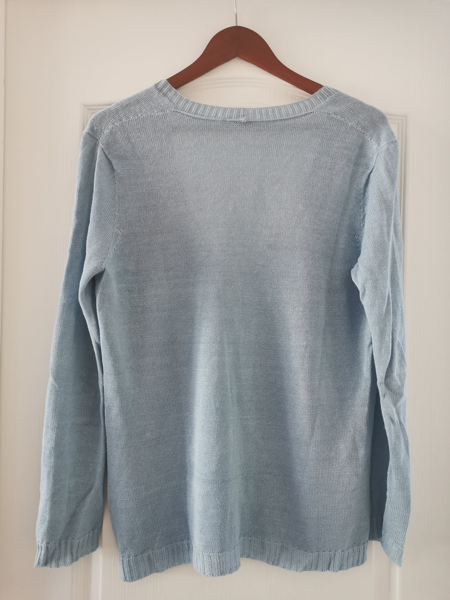Gilet long en lin bleu clair