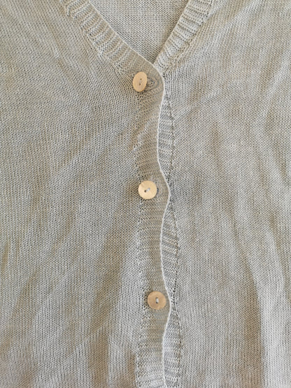Gilet long en lin bleu clair