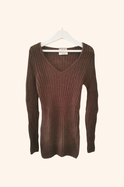 Pull chaussette col V mohair et soie