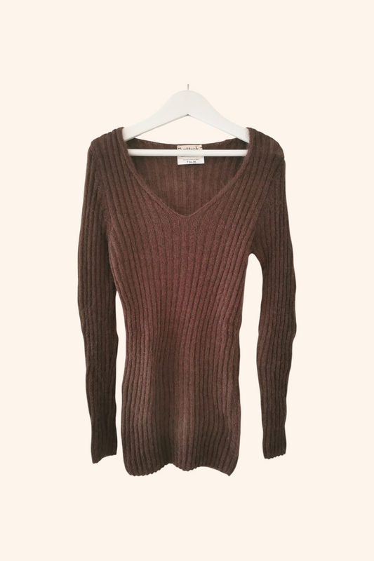 Pull chaussette col V mohair et soie