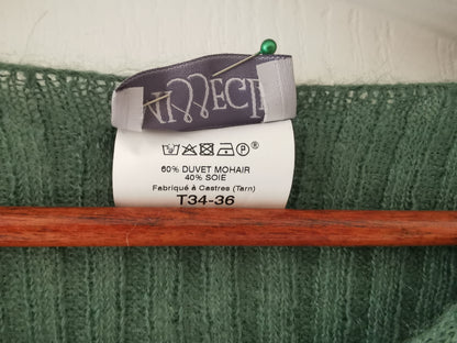 Pull chaussette col V mohair et soie