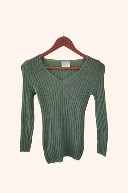 Pull chaussette col V mohair et soie